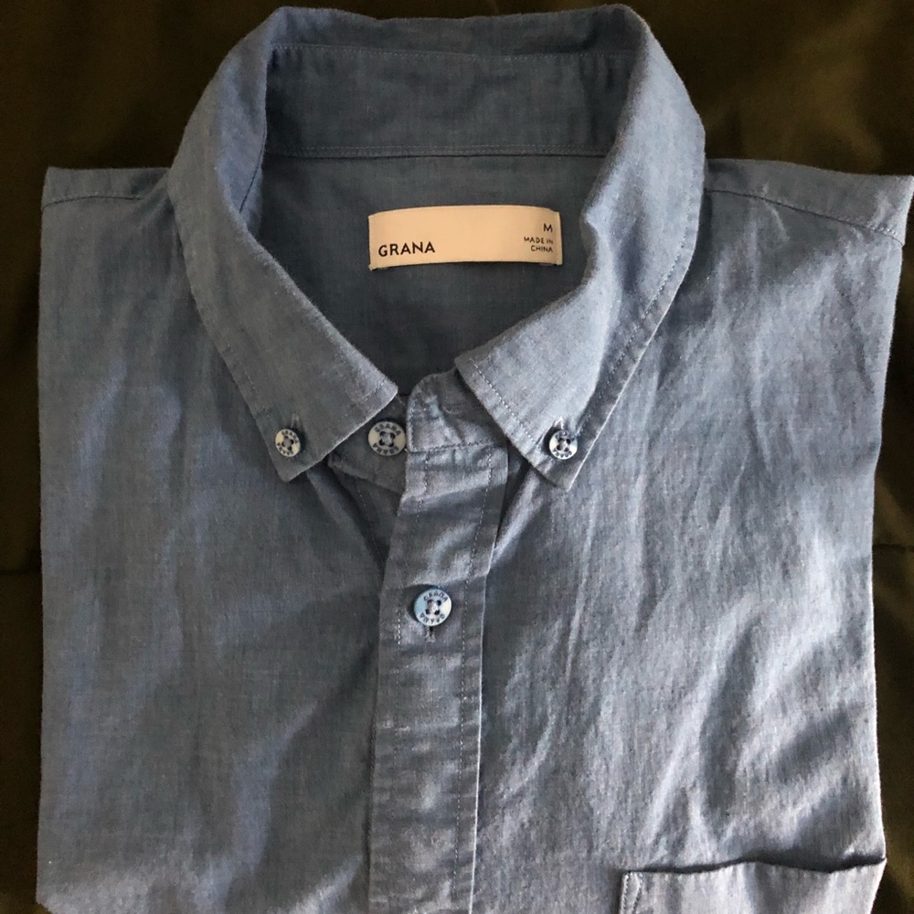 Grana Slim Shirt - Chinese Poplin - Heather Blue M